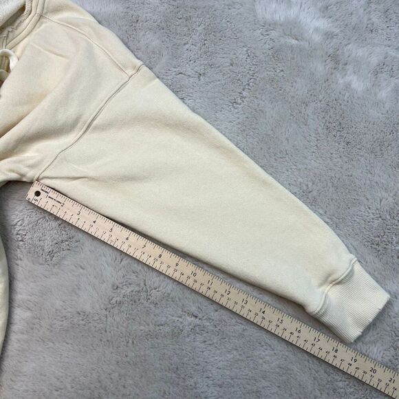 Aerie Soft Sweater Beige Tie Front Size Small Oversized Sweatshirt Distressed - Picture 9 of 10